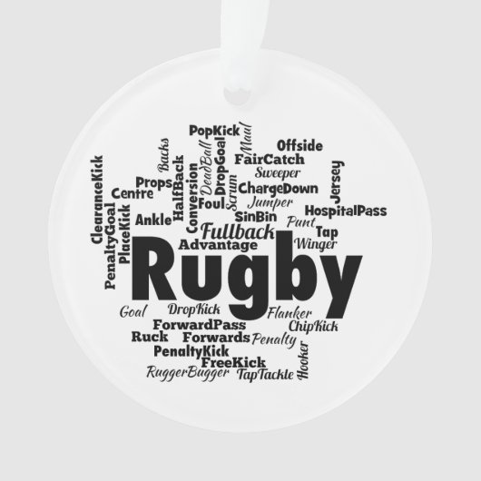 Rugby Word Cloud Ornament (voorkant)