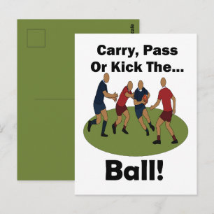 Rugbyspeler Draag Pas of Trap de Bal Briefkaart