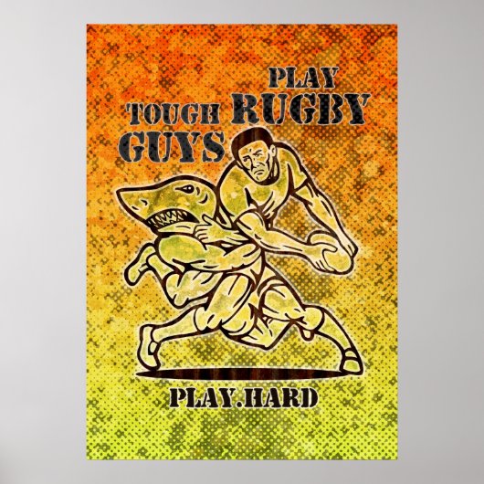 rugbyspeler met kogelaanval van shark poster (Voorkant)