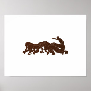 Rugbyspeler scrum metal textuur poster