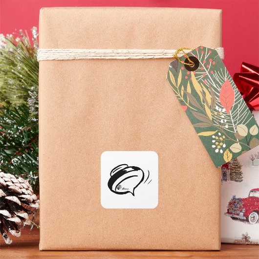 Rugdraaien bovenaan vierkante sticker