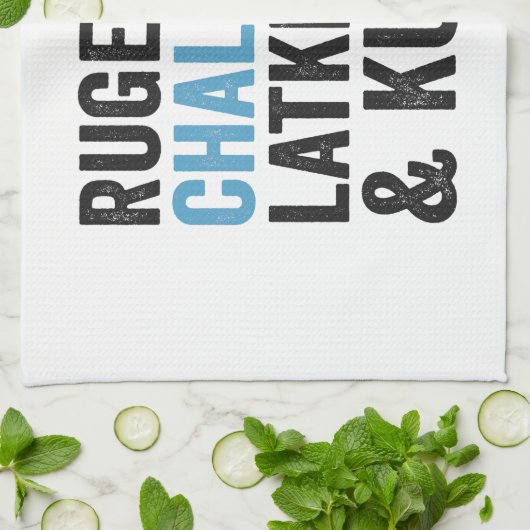 Rugelach Challah Latke & Kugel Funny Hanukkah Food Theedoek (Gevouwen)