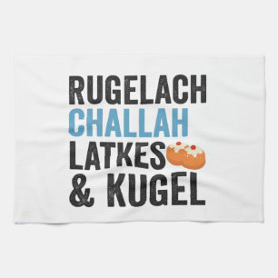 Rugelach Challah Latke & Kugel Funny Hanukkah Food Theedoek
