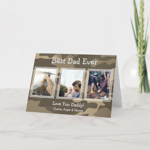 Rugged Camouflage 3 Foto Beste vader ooit Feestdagen Kaart