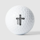 Rugged Cross Monogrammed Initialen Christelijk Zwa Golfballen (Voorkant)