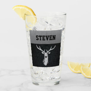 Rugged Deer Hunting Buck Naam Zilver Zwart Glas