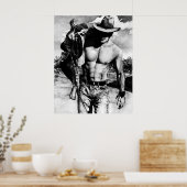 Rugged Perfect Abs Cowboy met zijn zadel Poster (Keuken)