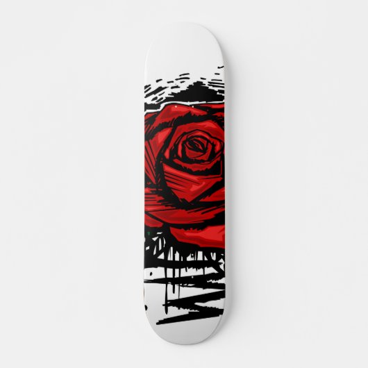 Rugged Rose Graffiti Art – Red Urban Flower Skateboard (Voorkant)