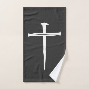 Rugged Three Nails White Cross Christelijk Bad Handdoek