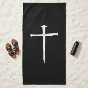 Rugged Three Nails White Cross Christelijk Strandlaken