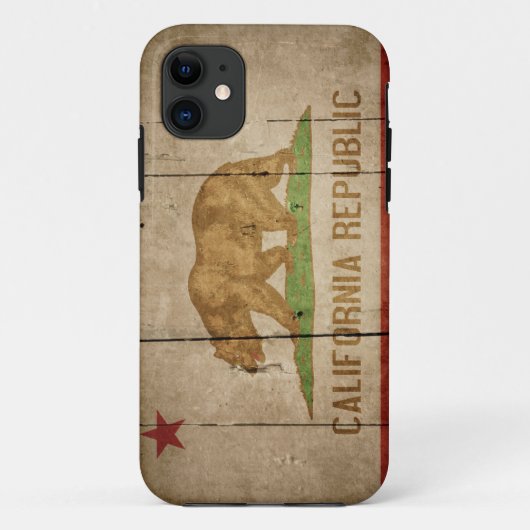 Rugged Wood California Flag Case-Mate iPhone Case (Achterkant)