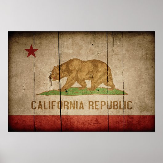 Rugged Wood California Flag Poster (Voorkant)