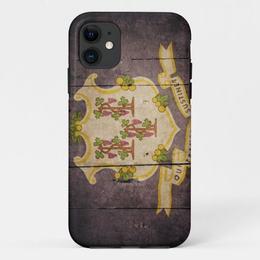 Rugged Wood Connecticut Vlag Case-Mate iPhone Case (Achterkant)