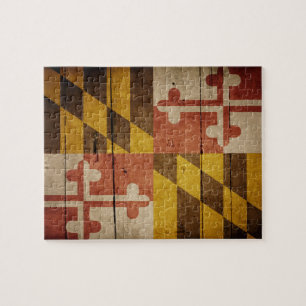 Rugged Wood Maryland Flag Legpuzzel
