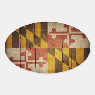 Rugged Wood Maryland Flag Ovale Sticker