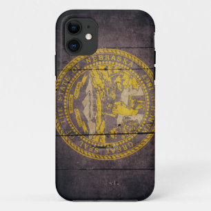 Rugged Wood Nebraska vlag iPhone 11 Hoesje