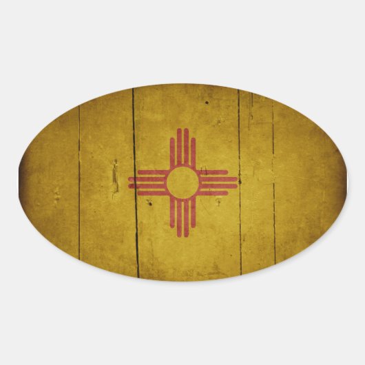 Rugged Wood New Mexico Flag Ovale Sticker (Voorkant)