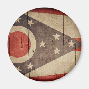 Rugged Wood Ohio Flag Magneet