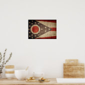 Rugged Wood Ohio Flag Poster (Keuken)