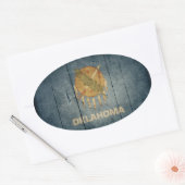 Rugged Wood Oklahoma Flag Ovale Sticker (Envelop)