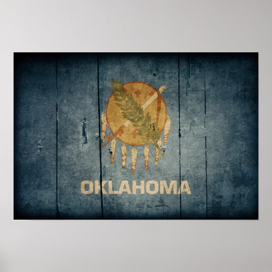 Rugged Wood Oklahoma Flag Poster (Voorkant)