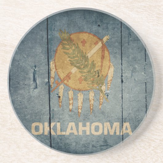 Rugged Wood Oklahoma Flag Zandsteen Onderzetter (Voorkant)