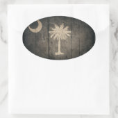 Rugged Wood South Carolina Flag Ovale Sticker (Tas)