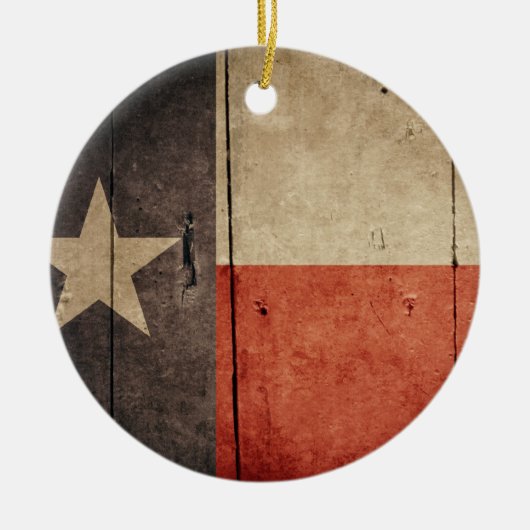 Rugged Wood Texas Flag Keramisch Ornament (Voorkant)