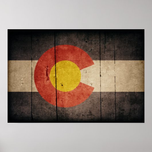 Rugged Wooden Colorado Flag Poster (Voorkant)