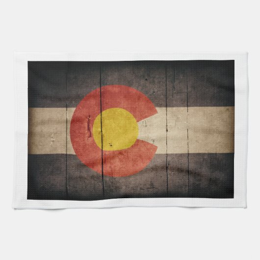 Rugged Wooden Colorado Flag Theedoek (Horizontaal)