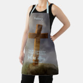 Rugged Wooden Cross Bijbelvers gepersonaliseerd Schort (Insitu)
