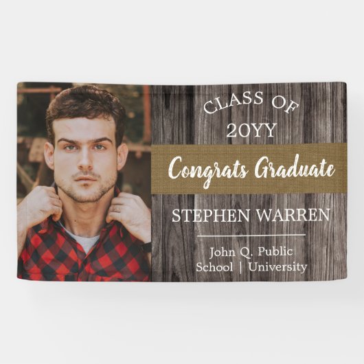 Rugged Woodsy Afstuderen Congrates Afstuderen Spandoek (Horizontaal)