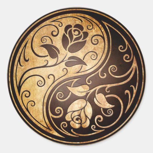 Rugged Yin Yang Rozen Ronde Sticker (Voorkant)