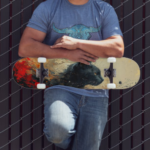 Rugkat abstract schilderij skateboard