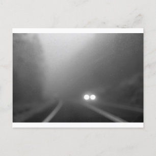 Ruglijke nacht - naderende koplampen briefkaart