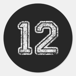 Rugnummer 12 Twaalf Voetbal Nummer Sport Cadeau Ronde Sticker