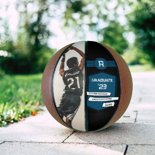 Rugnummer Blauwe Afstudeermonogram Basketbal