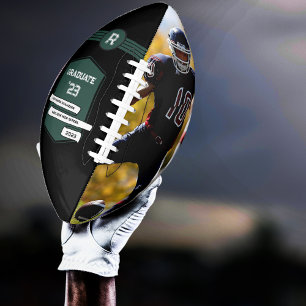 Rugnummer Groene afstudeermonogram American Football