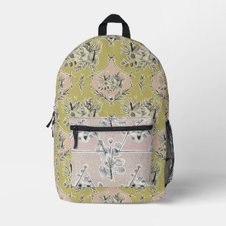 Rugzak met bloemenelementen en pastelkleuren