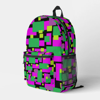 Rugzak Met Geometrische Kunst Magenta Groen Zwart
