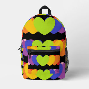 Rugzak met hartprint en regenboogkleurige harten