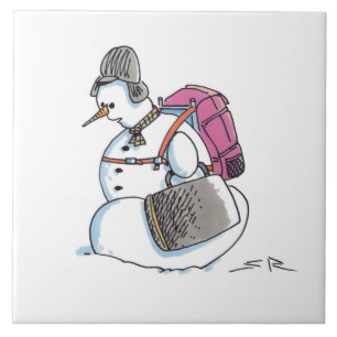 Rugzak Snowman grote keramische tegel Tegeltje