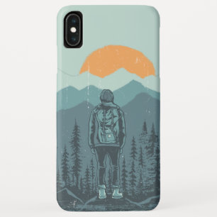 Rugzak Wandelaar Vrouw Bergbos Zonsondergang iPhone XS Max Hoesje