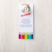 Rugzak Zegen Gekleurde Potloden Kerk Label (Op knop)