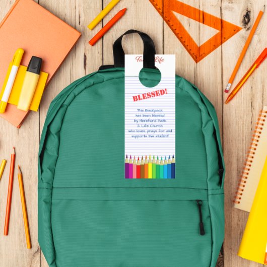 Rugzak Zegen Gekleurde Potloden Kerk Label