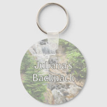 Rugzaklabel met bergwaterval