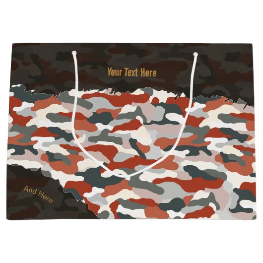 Ruige herfstcamouflage gepersonaliseerd groot cadeauzakje (Voorkant)