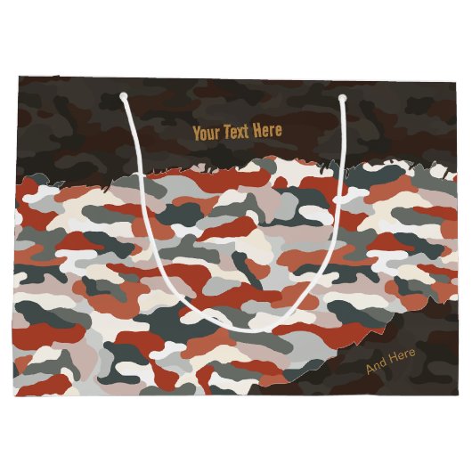 Ruige herfstcamouflage gepersonaliseerd groot cadeauzakje (Achterkant)