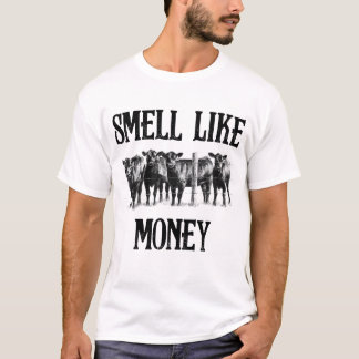 Ruik als geld grappige Koe boer T-shirt