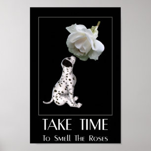 Ruik de Rozen Dalmatiaan Puppy Inspirerend Poster